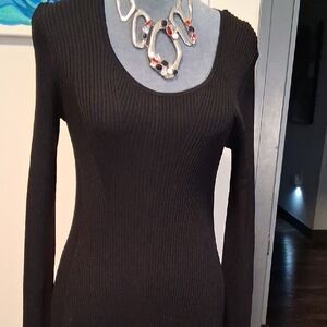 Everlane Ribbed Black Scoop Neck Dress